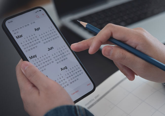 Calendário digital no celular