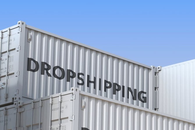  Caixa de container escrita dropshipping. 