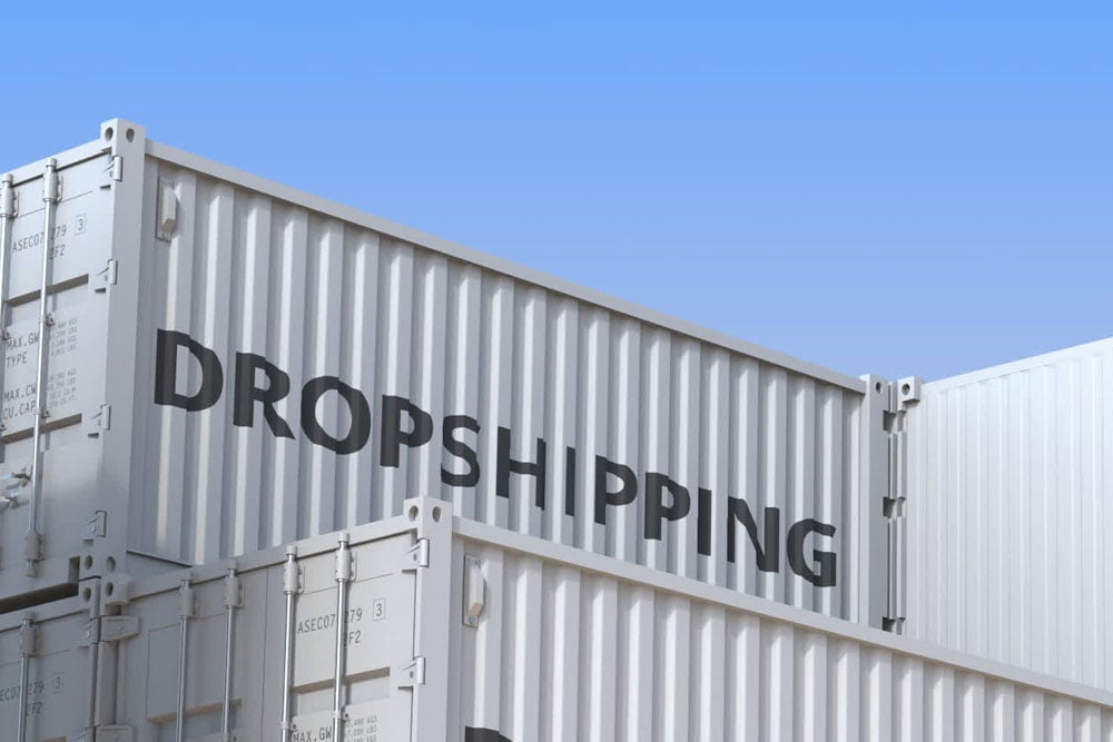  Caixa de container escrita dropshipping. 